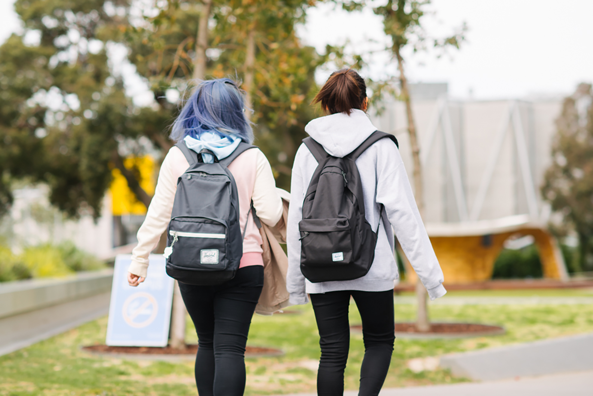 Students walking on campus