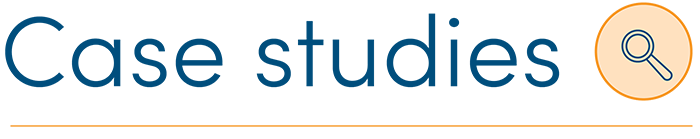 Banner with the text: Case studies